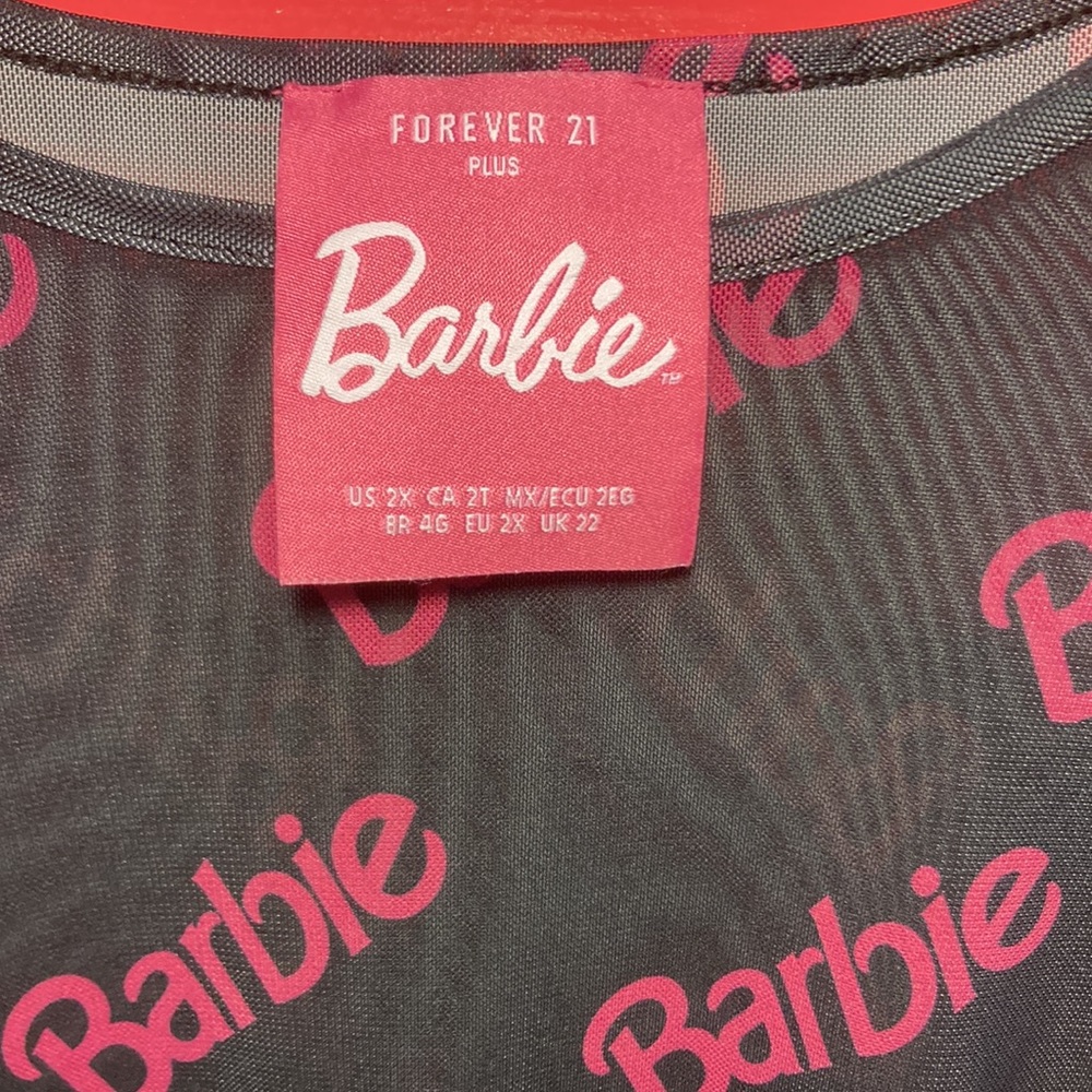 Barbie logo bodysuit sheer & stretchy size 2x forever 21 brand - Picture 3 of 5